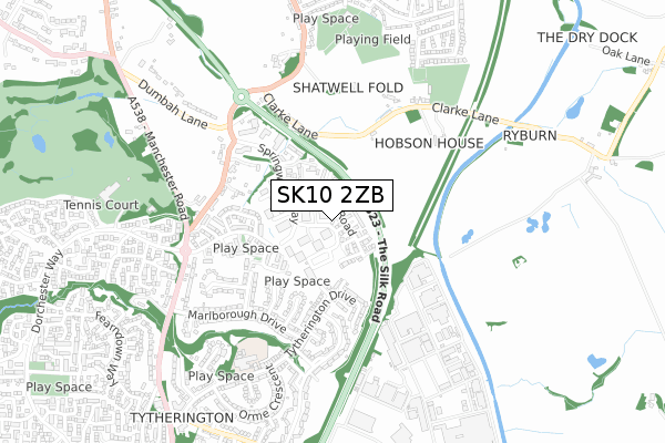 SK10 2ZB map - small scale - OS Open Zoomstack (Ordnance Survey)