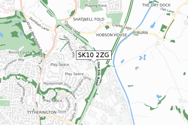 SK10 2ZG map - small scale - OS Open Zoomstack (Ordnance Survey)