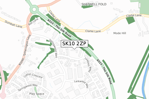 SK10 2ZP map - large scale - OS Open Zoomstack (Ordnance Survey)