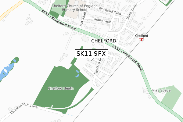 SK11 9FX map - large scale - OS Open Zoomstack (Ordnance Survey)