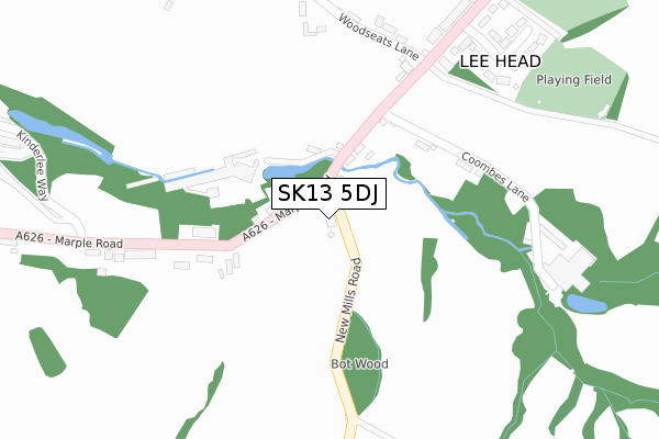 SK13 5DJ map - large scale - OS Open Zoomstack (Ordnance Survey)