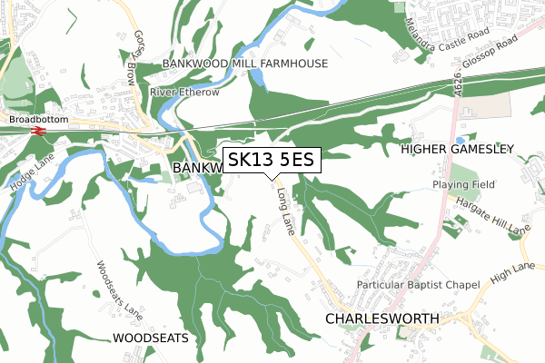 SK13 5ES map - small scale - OS Open Zoomstack (Ordnance Survey)