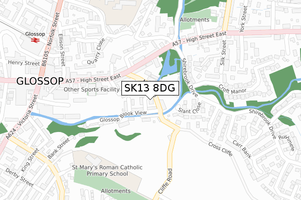 SK13 8DG map - large scale - OS Open Zoomstack (Ordnance Survey)