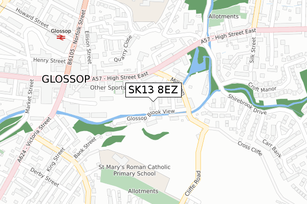 SK13 8EZ map - large scale - OS Open Zoomstack (Ordnance Survey)