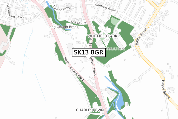 SK13 8GR map - large scale - OS Open Zoomstack (Ordnance Survey)