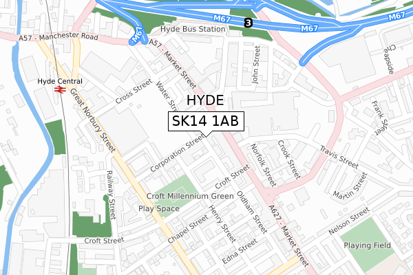 SK14 1AB map - large scale - OS Open Zoomstack (Ordnance Survey)