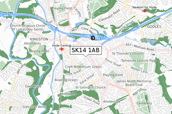 SK14 1AB map - small scale - OS Open Zoomstack (Ordnance Survey)