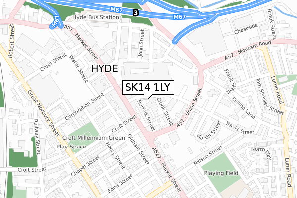 SK14 1LY map - large scale - OS Open Zoomstack (Ordnance Survey)