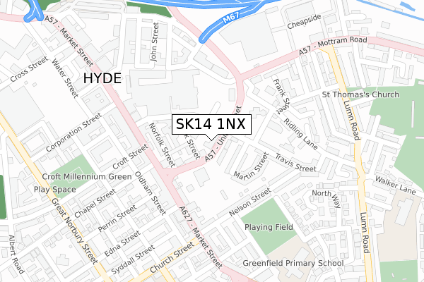 SK14 1NX map - large scale - OS Open Zoomstack (Ordnance Survey)