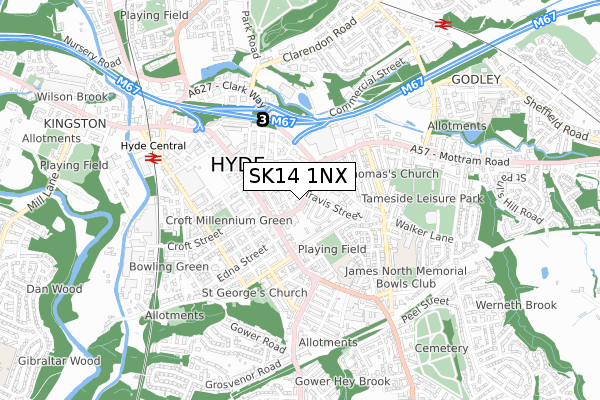 SK14 1NX map - small scale - OS Open Zoomstack (Ordnance Survey)