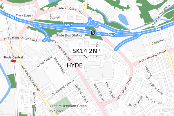 SK14 2NP map - large scale - OS Open Zoomstack (Ordnance Survey)