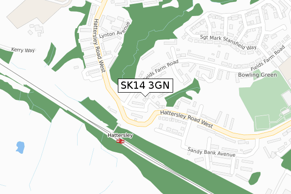 SK14 3GN map - large scale - OS Open Zoomstack (Ordnance Survey)