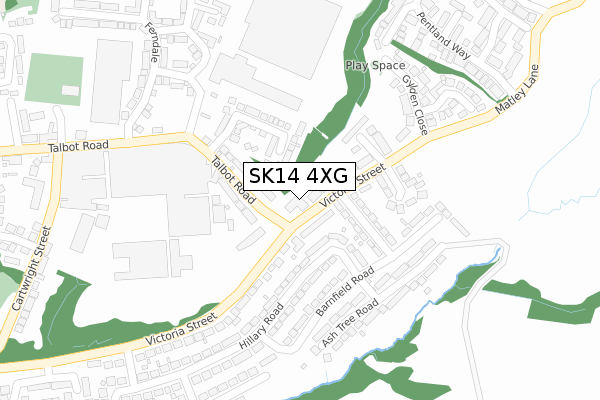 SK14 4XG map - large scale - OS Open Zoomstack (Ordnance Survey)