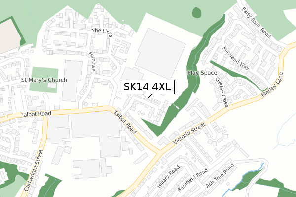 SK14 4XL map - large scale - OS Open Zoomstack (Ordnance Survey)