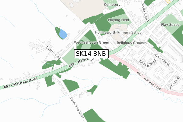 SK14 8NB map - large scale - OS Open Zoomstack (Ordnance Survey)