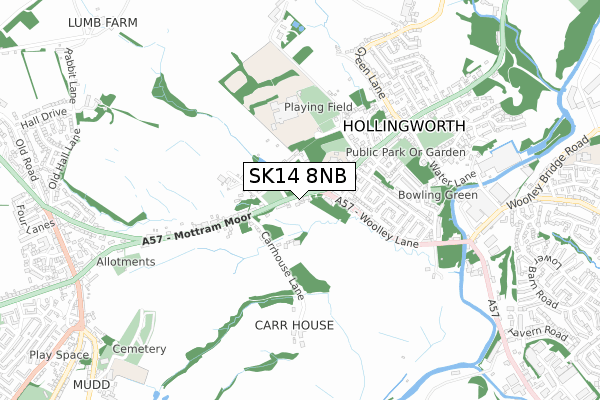 SK14 8NB map - small scale - OS Open Zoomstack (Ordnance Survey)