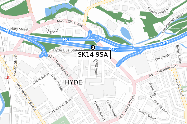 SK14 9SA map - large scale - OS Open Zoomstack (Ordnance Survey)