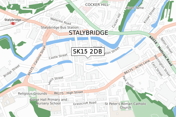 SK15 2DB map - large scale - OS Open Zoomstack (Ordnance Survey)