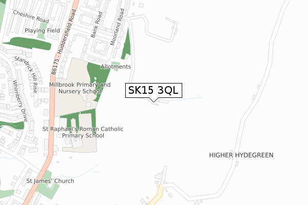 SK15 3QL map - large scale - OS Open Zoomstack (Ordnance Survey)