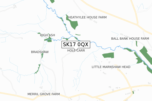 SK17 0QX map - small scale - OS Open Zoomstack (Ordnance Survey)