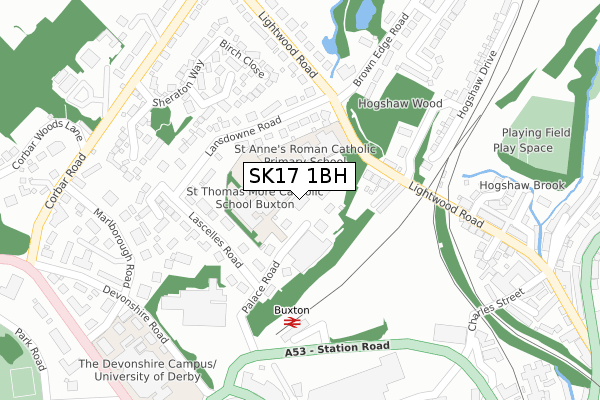 SK17 1BH map - large scale - OS Open Zoomstack (Ordnance Survey)