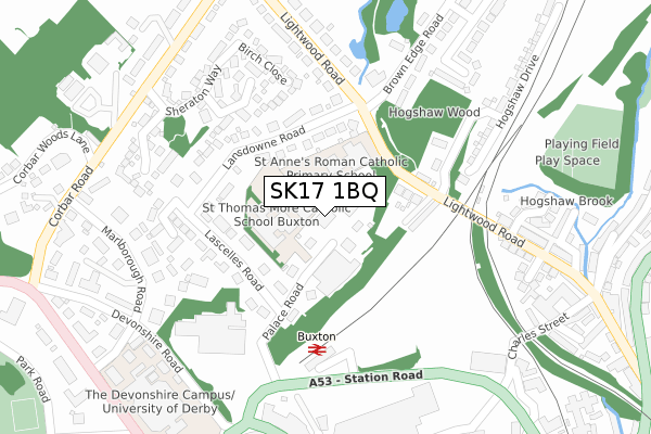 SK17 1BQ map - large scale - OS Open Zoomstack (Ordnance Survey)