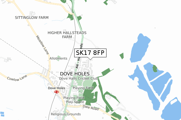 SK17 8FP map - small scale - OS Open Zoomstack (Ordnance Survey)