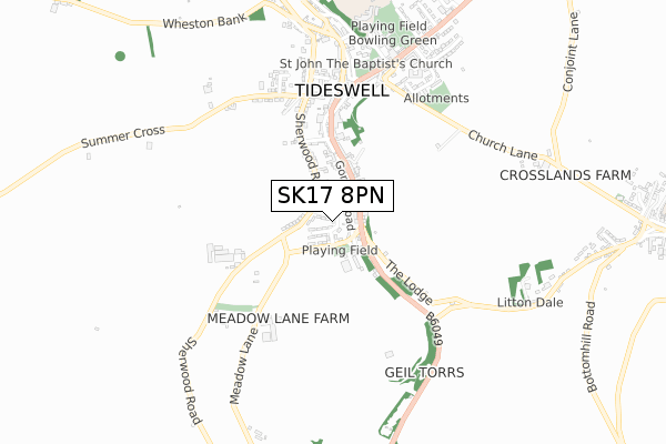 SK17 8PN map - small scale - OS Open Zoomstack (Ordnance Survey)