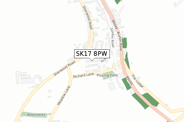 SK17 8PW map - large scale - OS Open Zoomstack (Ordnance Survey)