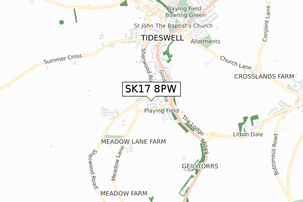 SK17 8PW map - small scale - OS Open Zoomstack (Ordnance Survey)