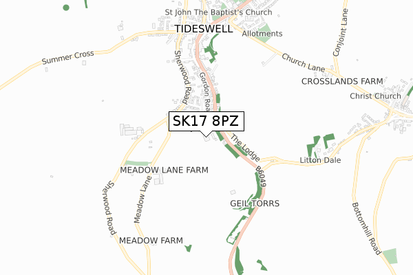 SK17 8PZ map - small scale - OS Open Zoomstack (Ordnance Survey)