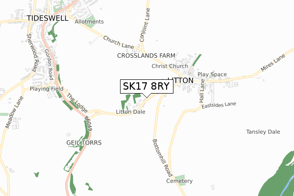 SK17 8RY map - small scale - OS Open Zoomstack (Ordnance Survey)