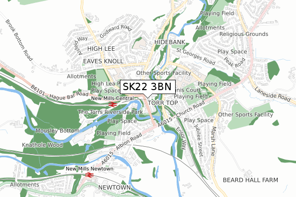 SK22 3BN map - small scale - OS Open Zoomstack (Ordnance Survey)