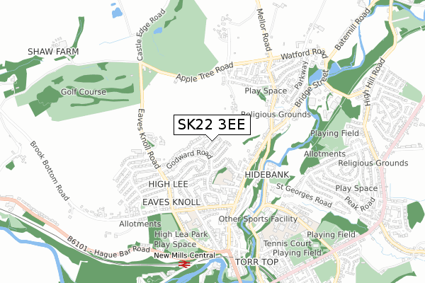 SK22 3EE map - small scale - OS Open Zoomstack (Ordnance Survey)