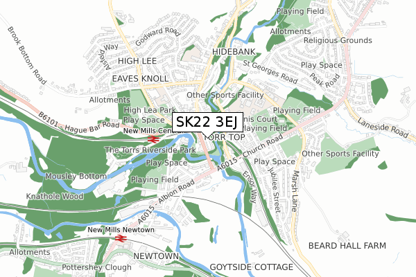 SK22 3EJ map - small scale - OS Open Zoomstack (Ordnance Survey)