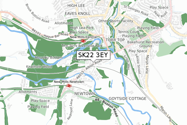 SK22 3EY map - small scale - OS Open Zoomstack (Ordnance Survey)