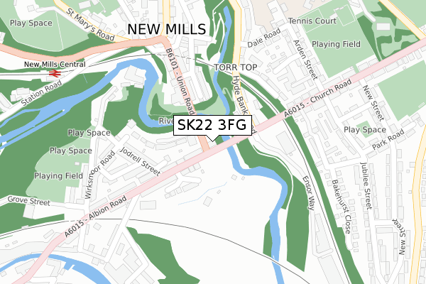 SK22 3FG map - large scale - OS Open Zoomstack (Ordnance Survey)