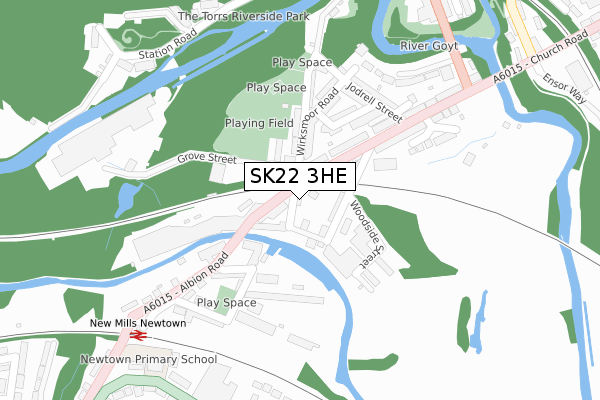 SK22 3HE map - large scale - OS Open Zoomstack (Ordnance Survey)