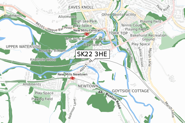 SK22 3HE map - small scale - OS Open Zoomstack (Ordnance Survey)