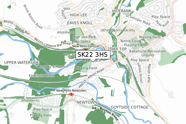 SK22 3HS map - small scale - OS Open Zoomstack (Ordnance Survey)