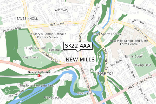 SK22 4AA map - large scale - OS Open Zoomstack (Ordnance Survey)