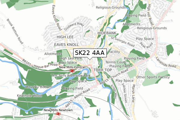 SK22 4AA map - small scale - OS Open Zoomstack (Ordnance Survey)