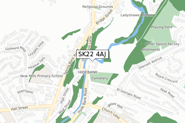 SK22 4AJ map - large scale - OS Open Zoomstack (Ordnance Survey)