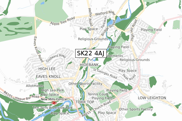 SK22 4AJ map - small scale - OS Open Zoomstack (Ordnance Survey)