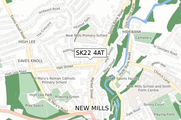 SK22 4AT map - large scale - OS Open Zoomstack (Ordnance Survey)