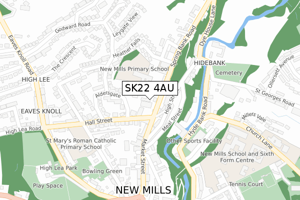 SK22 4AU map - large scale - OS Open Zoomstack (Ordnance Survey)