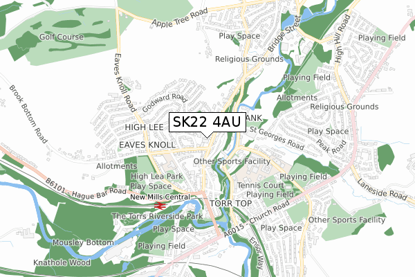 SK22 4AU map - small scale - OS Open Zoomstack (Ordnance Survey)