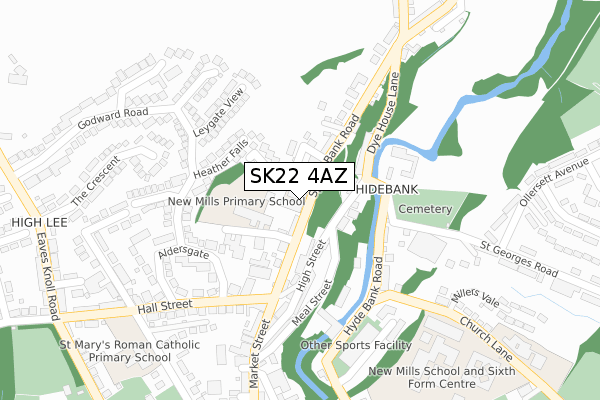 SK22 4AZ map - large scale - OS Open Zoomstack (Ordnance Survey)