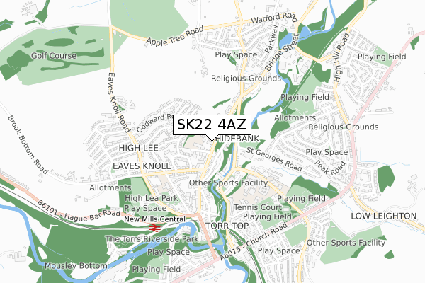 SK22 4AZ map - small scale - OS Open Zoomstack (Ordnance Survey)