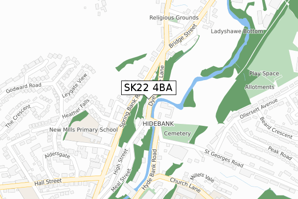 SK22 4BA map - large scale - OS Open Zoomstack (Ordnance Survey)